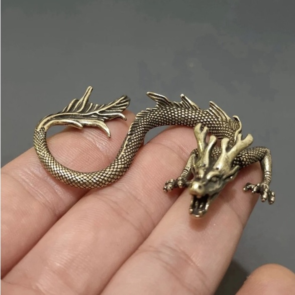 Brass dragon tea pet sculpture study living room office handicraft